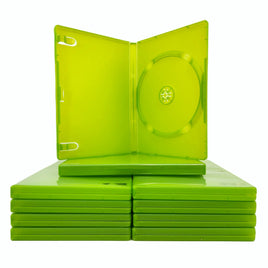 Replacement Game Cases For Original Xbox, Green Discs, New 10 Pack - View Showing stack of cases with an open case sitting on top