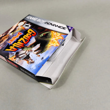 Godzilla Domination! for Game Boy Advance - Open game box showing inside contents sticking out with box flaps shown, very good condition