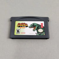 Godzilla Domination! for Game Boy Advance - Front on view of the official game cartridge displaying the game label artwork and title, very good condition