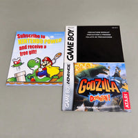 Godzilla Domination! for Game Boy Advance - Front view of game instruction manual and other pamphlets, very good condition