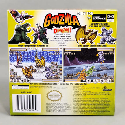 Godzilla Domination! for Game Boy Advance - Rear view of genuine retail release game box showing game screenshots, very good condition