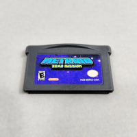 Metroid Zero Mission for Game Boy Advance - Front on view of authentic GBA cartridge showing label and game logo, good condition, loose