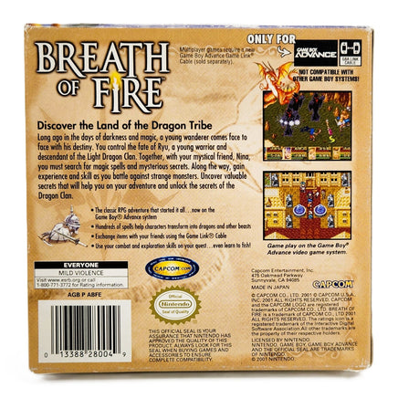Breath Of Fire Game Boy Advance GBA Good - Back Of Game Box
