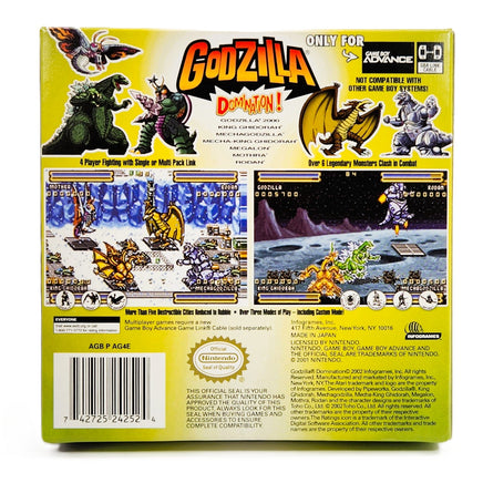 Godzilla Domination Game Boy Advance GBA Very Good - Original Box Back View