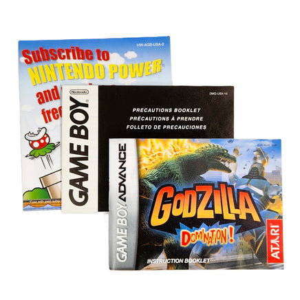 Godzilla Domination Game Boy Advance GBA Very Good - Manual and Other Paperwork