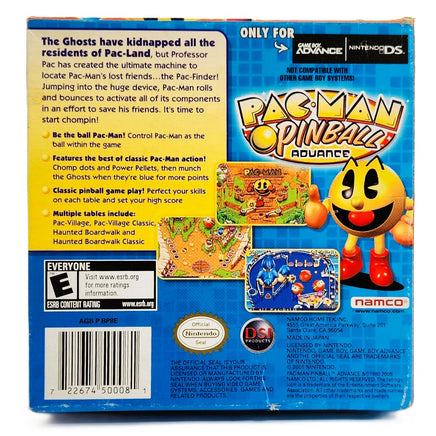 Pacman Pinball Game Boy Advance CIB Good - Back Of Retail Game Box