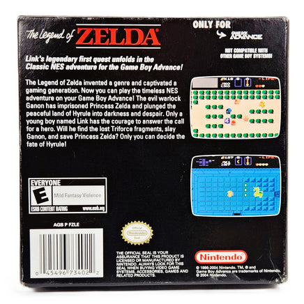 The Legend Of Zelda Classic Nes Series Game Boy Advance CIB Good - Back Of Game Box