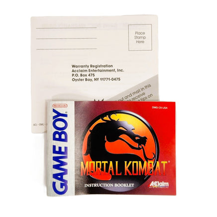 Mortal Kombat Nintendo Game Boy Very Good - Front Of Game Manual and Warranty Registration Card