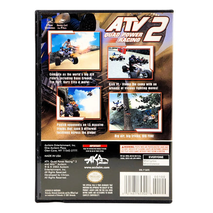 ATV Quad Power Racing 2 Nintendo GameCube Like New CIB - Back Cover Of Game Case
