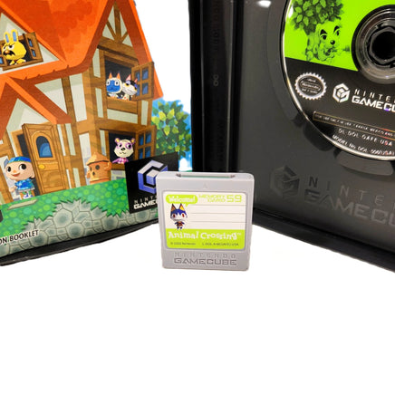 Animal Crossing + Memory Card [Player's Choice] Nintendo GameCube - Open case with close up view of front of Memory Card 59, very good condition