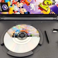 Disney's Party Nintendo GameCube Like New CIB - Game case with close up view of scratch free game disc surface, like new condition