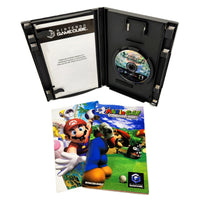 Mario Golf: Toadstool Tour - Nintendo GameCube - View of open case showing game disc and instruction manual with other inserts