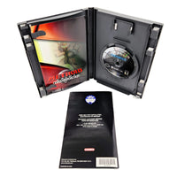 A GameCube game case for Metroid Prime 2: Echoes, shown open with the game disc inside and the black jewel case cover placed in front on a white background.