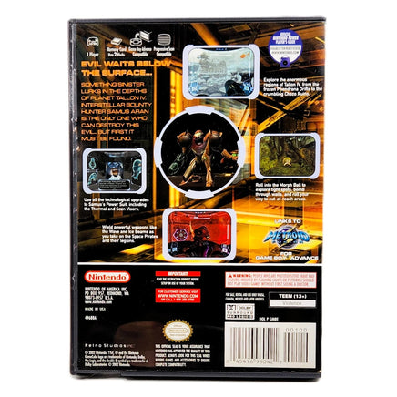 Metroid Prime - Nintendo GameCube - Full back cover image, good condition