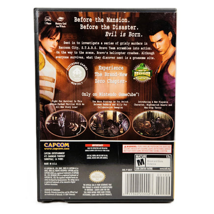 Resident Evil Zero Players Choice Nintendo GameCube Very Good CIB - Rear Case Artwork Of Official Release
