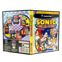 Nintendo GameCube 'Sonic Mega Collection' player's choice game case shown from the front and back on a white background.