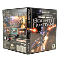 Nintendo GameCube game case for Star Wars: Bounty Hunter, shown in a three-quarter view displaying the front cover, spine, and back artwork.