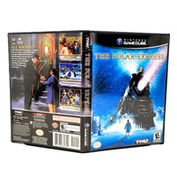 Nintendo GameCube video game case for 'The Polar Express' shown in a three-quarter studio shot displaying the front cover, spine, and back cover against a white background.