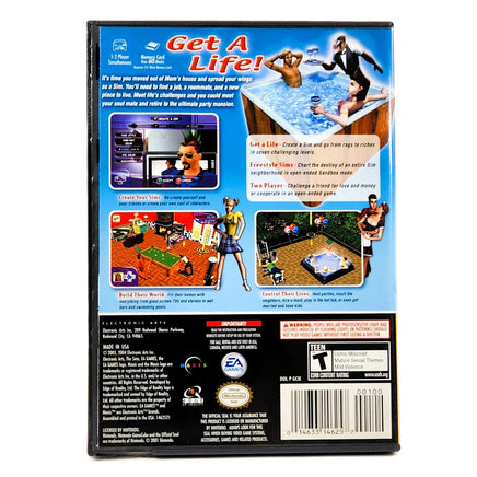 The Sims Players Choice Nintendo GameCube Like New CIB - Back Cover Of Game Case