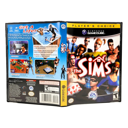 Nintendo GameCube 'The Sims' Player's Choice video game case, showing both the front cover, spine, and back packaging artwork on a plain white background.