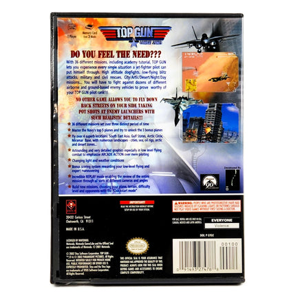Top Gun Combat Zones Nintendo GameCube Very Good - Game Case Rear Artwork