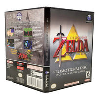 The Legend of Zelda: Collector's Edition promotional disc box set for GameCube, showing the front, spine, and back covers with artwork, text, and GameCube and Nintendo branding.