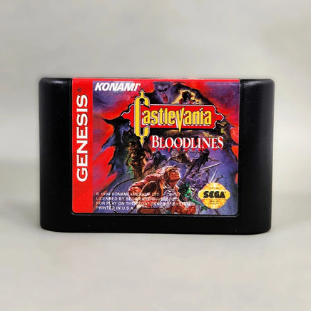 Castlevania: Bloodlines [Cardboard Box] Sega Genesis - Authentic game cartridge showing lable artwork, like new condition