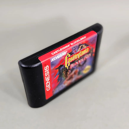 Castlevania: Bloodlines [Cardboard Box] Sega Genesis - Genuine game cart front angled view, like new condition