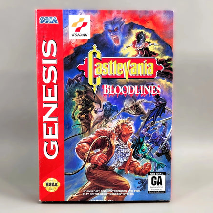 Castlevania: Bloodlines [Cardboard Box] Sega Genesis - Front view of authentic retail box, like new condition