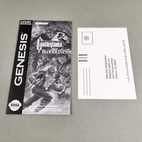 Castlevania: Bloodlines [Cardboard Box] Sega Genesis - Front view of authentic instruction manual and registration card, like new condition