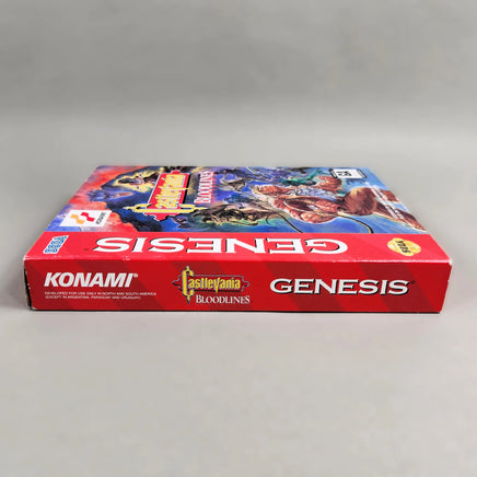 Castlevania: Bloodlines [Cardboard Box] Sega Genesis - Alternate view of left spine on game box, like new condition