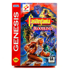 Castlevania Bloodlines Cardboard Box Sega Genesis Like New CIB - Original Box Front