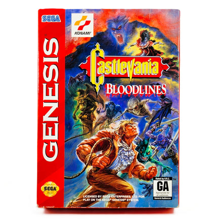 Castlevania Bloodlines Cardboard Box Sega Genesis Like New CIB - Original Box Front