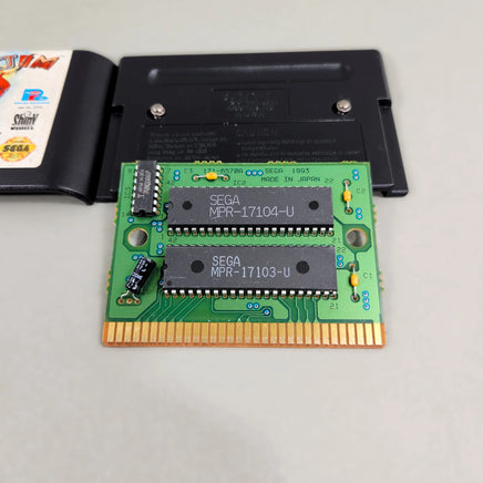 Earthworm Jim Sega Genesis Very Good CIB - Close up of open view of genuine game cartridge showing authentic circuit board