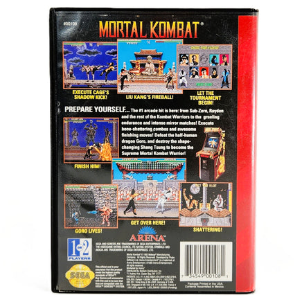 Mortal Kombat Sega Genesis Good - Back of Retail Case
