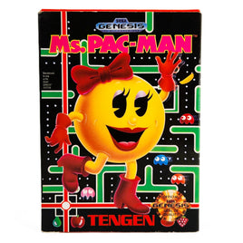 Ms Pacman Cardboard Box Sega Genesis Good - Front Of Retail Game Box