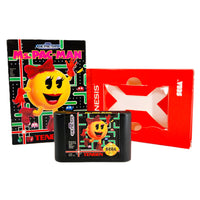 Ms Pacman Cardboard Box Sega Genesis Good - Retail Game Box And Game Cartridge Front Shown With Inner Cardboard Tray