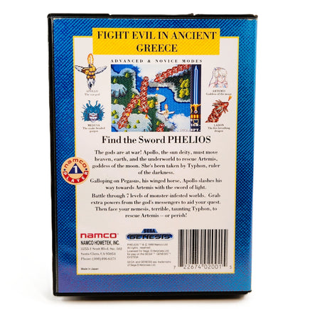 Phelios Sega Genesis Like New CIB - Back Of Authentic Game Box