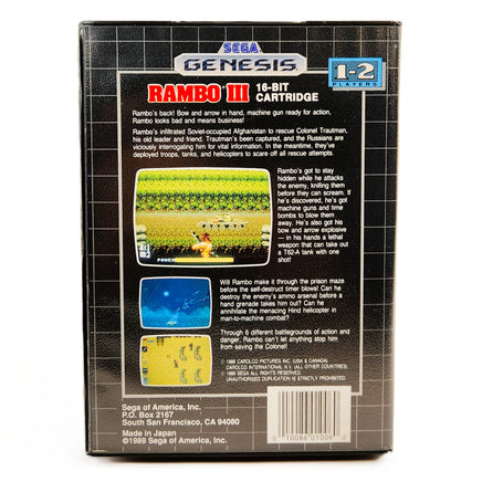 Rambo III Sega Genesis Like New CIB - Game Box Back Artwork