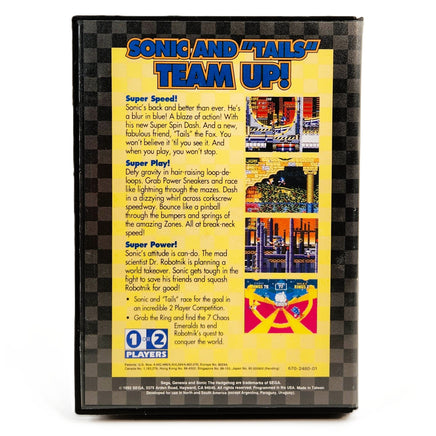 Sonic The Hedgehog 2 Not For Resale Sega Genesis Acceptable CIB - Official Game Box Back