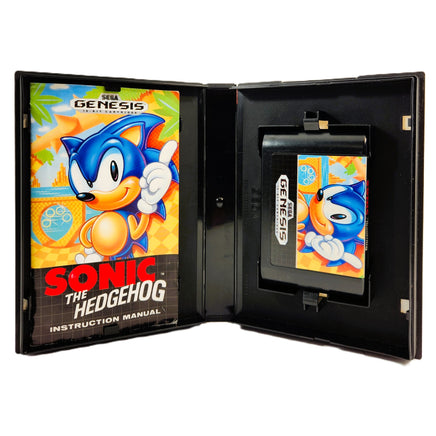 Sonic The Hedgehog Sega Classic Sega Genesis Good CIB - Interior Of Case Displaying Cartridge And Manual