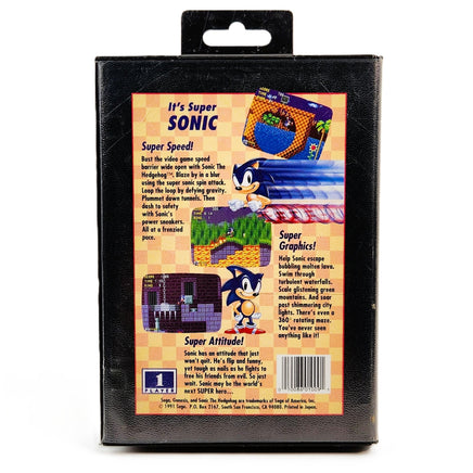 Sonic The Hedgehog Sega Genesis Very Good CIB - Complete In Box Reverse View