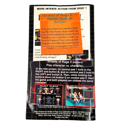 Streets Of Rage 2 Sega Genesis Very Good CIB - View 11