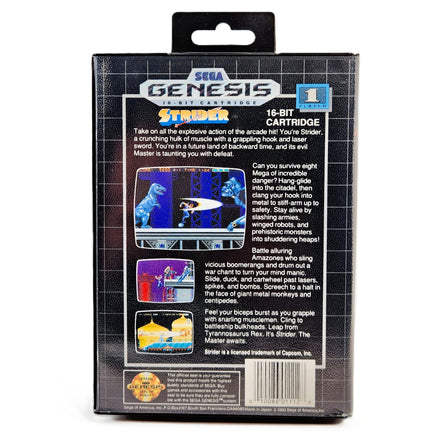 Strider Sega Genesis Very Good CIB - Game Box Back Artwork