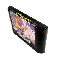Strider Sega Genesis Very Good CIB - Angled view of Cartridge Label Blemish