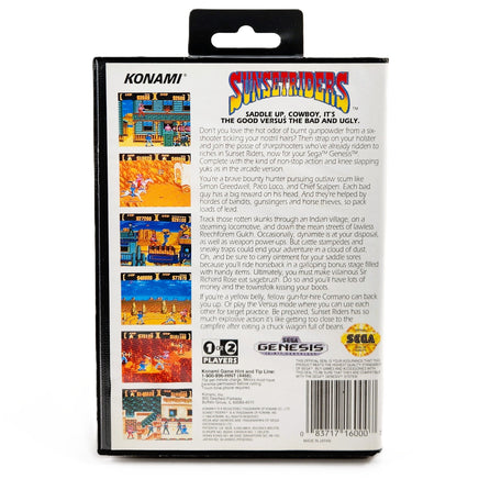Sunset Riders Sega Genesis Like New CIB - Original Retail Box Rear