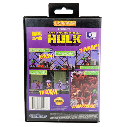he Incredible Hulk Sega Genesis Good - Retail Game Case Back View