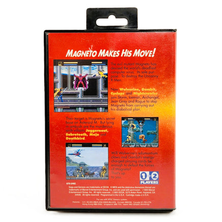 X-Men Sega Genesis Very Good CIB - Authentic Game Box Back Cover