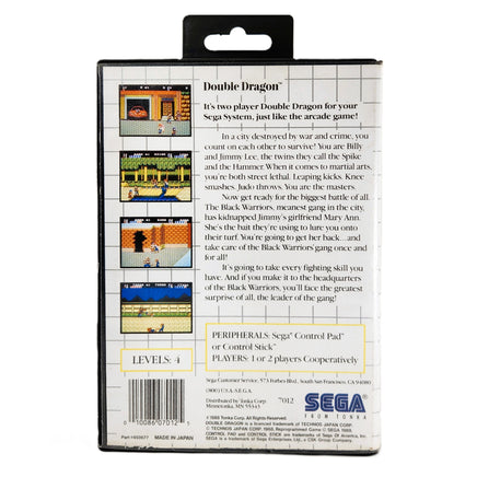 Double Dragon Sega Master System Good - Game Case Back Artwork
