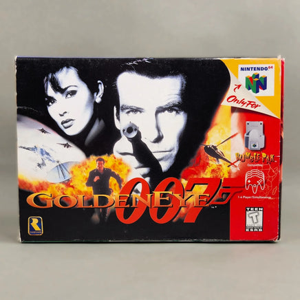 GoldenEye 007 for Nintendo 64 - Original N64 game box front showing authentic retail cover artwork, very good condition